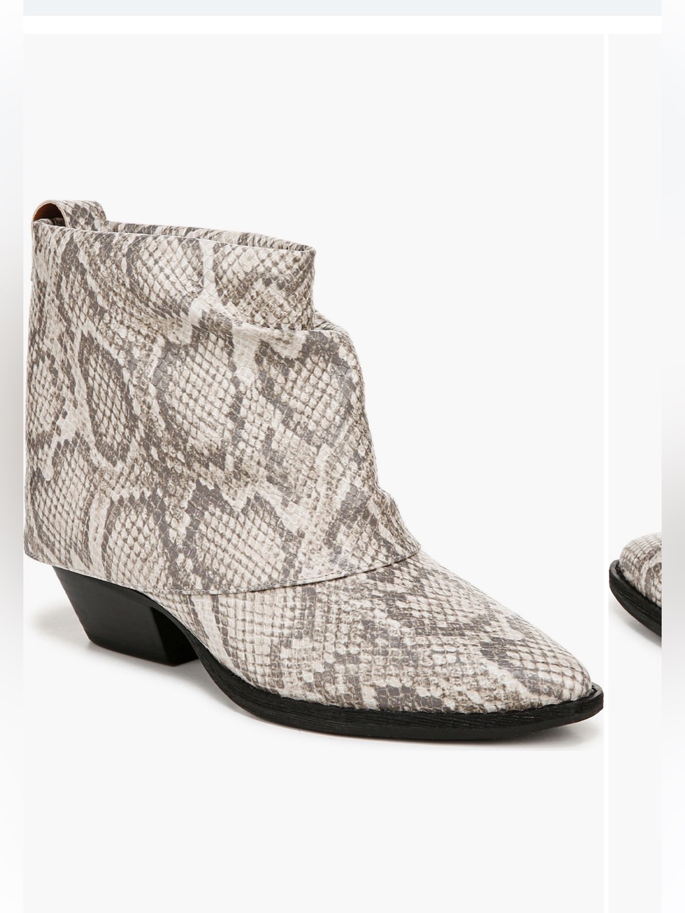 NIB Zodiac Snake-Print Pointed Ankle Boots - neutral tone
